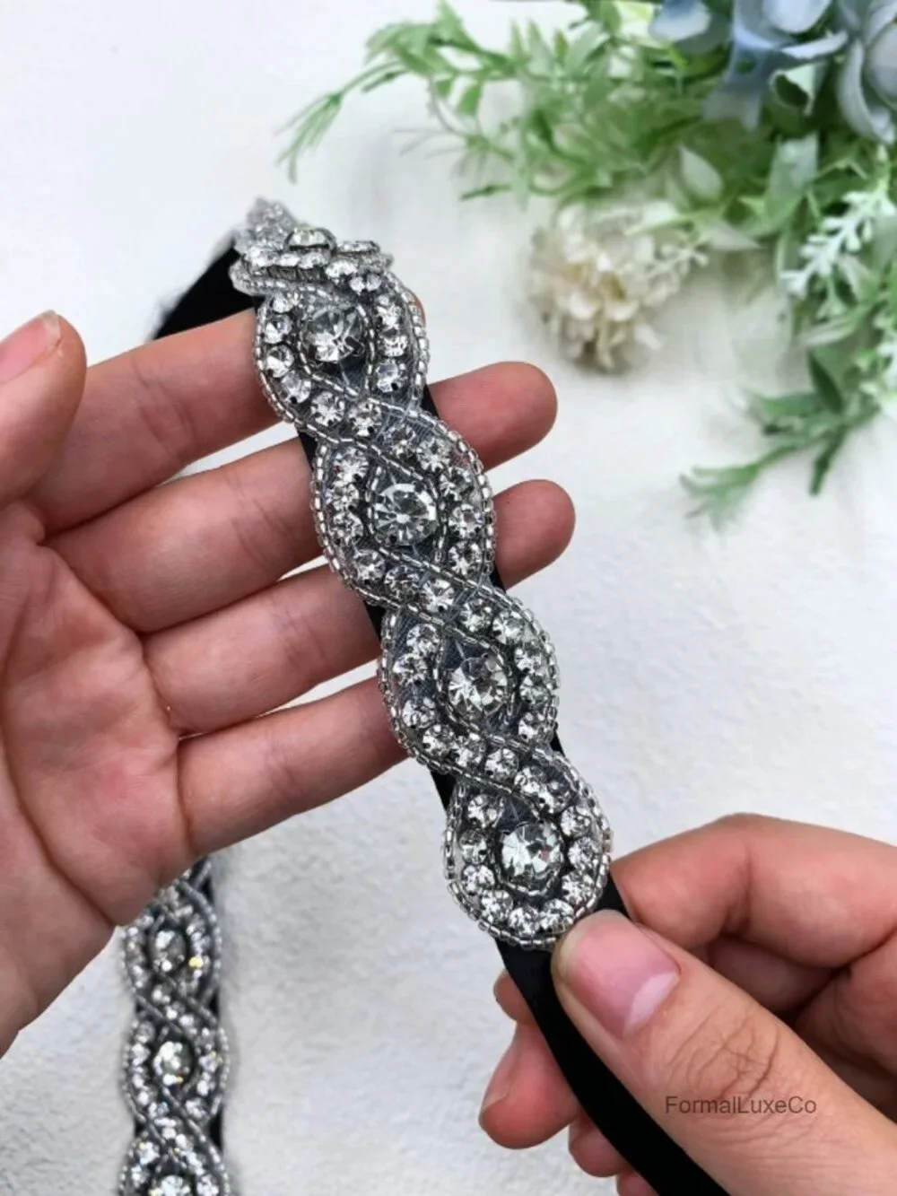 Rhinestone Satin Belt Plus Size Adjustable Lace Up Waistband Bridesmaid Party